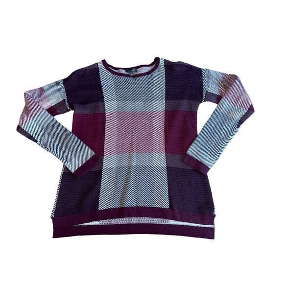 The Limited Maroon Boatneck Pullover Plaid Womens Small Knit Sweater - Picture 2 of 10